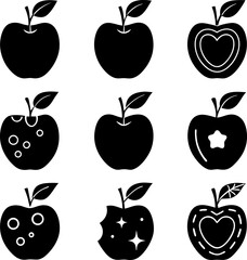 apple  silhouette icons set with lettering  imitat (1).eps