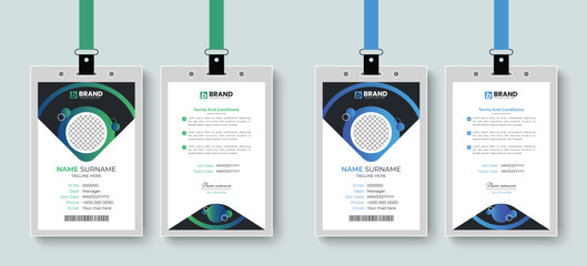 Modern corporate company office employee id card or identity card design layout. Template design for business company identity card, id card, staff card design.