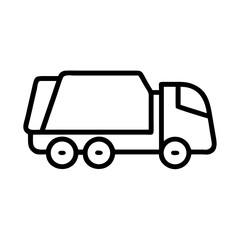 Fototapeta premium Garbage truck outline illustration in simple black and white style 