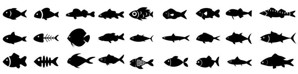 Fototapeta premium Fish icon vector. Sea food illustration sign collection. Ocean symbol. Marine life web icons. 