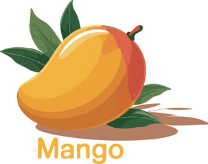 slice mango with leaf isolated on white background