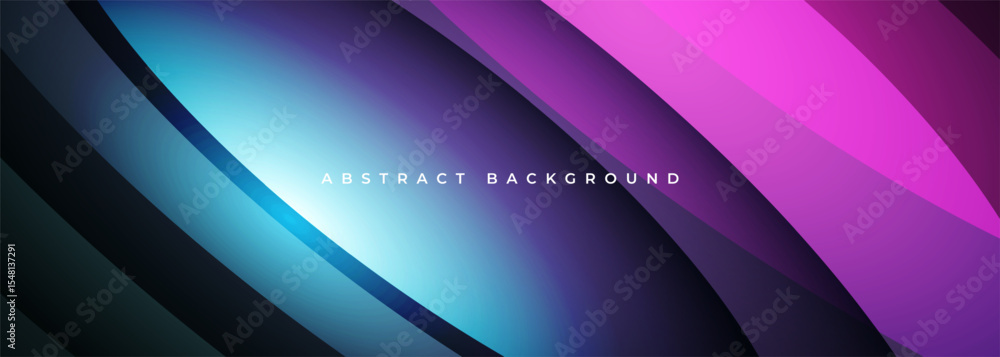 Poster blue and pink modern dark abstract background with diagonal curves. vector illustration horizontal b