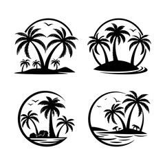 Fototapeta premium Palm tree logos and icon vector graphic for coconut tree silhouette