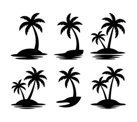 Fototapeta premium Palm tree logos and icon vector graphic for coconut tree silhouette