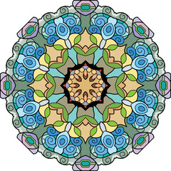Colorful cute Mandala. Decorative unusual round ornaments.