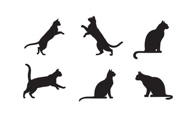 Fototapeta premium Set of cats silhouettes vector on white background 