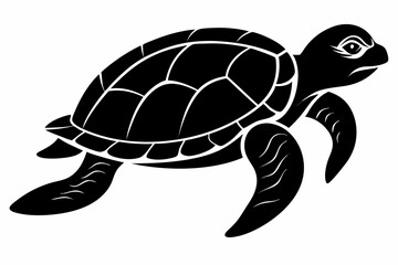Fototapeta premium loggerhead turtle sihouette black vector 