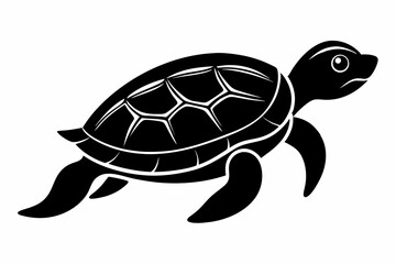 Obraz premium loggerhead turtle sihouette black vector 