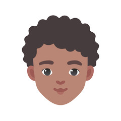 Obraz premium Mixed-Race Teen with Curly Hair Flat Vector Icon