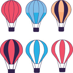 Obraz premium Smooth Rounded Hot Air Balloons – Six Balloon Design Pack. 