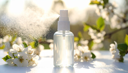 Face Mist Bottle in Gentle Morning Light – Minimal Skincare Product with Natural Glow