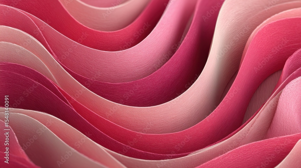 Aufkleber intricate layers of pink and coral paper gracefully undulate in soft waves, creating a vibrant and d