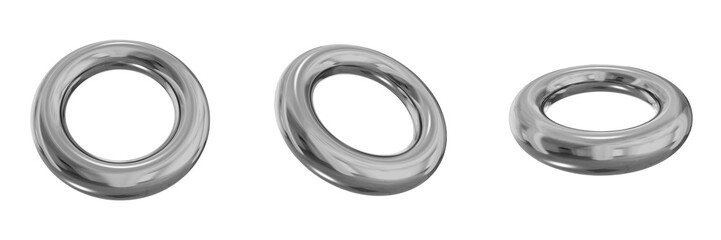 Obraz premium 3D Chrome Metallic Abstract Shape Objects, 3d rendering steel gradient shape design element, futuristic, shiny design