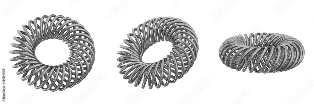 Poster 3d chrome metallic abstract shape objects, 3d rendering steel gradient shape design element, futuris