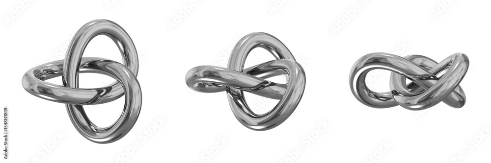 Poster 3d chrome metallic abstract shape objects, 3d rendering steel gradient shape design element, futuris