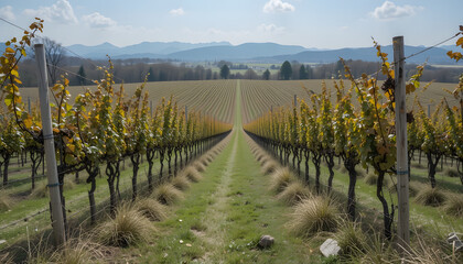 overgrown vineyard in the off-season 