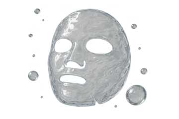 Cosmetic sheet mask isolated on a transparent background for skincare routine