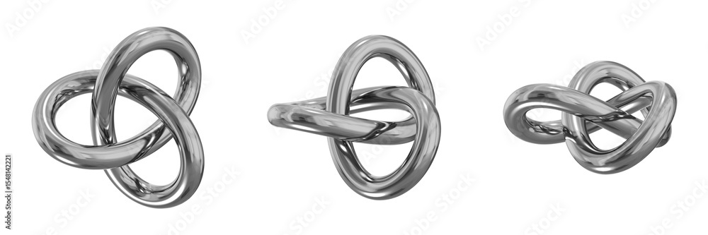 Fototapete 3d chrome metallic abstract shape objects, 3d rendering steel gradient shape design element, futuris