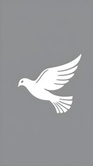 Fototapeta premium Peaceful flying dove with branch in beak symbolizing freedom and love