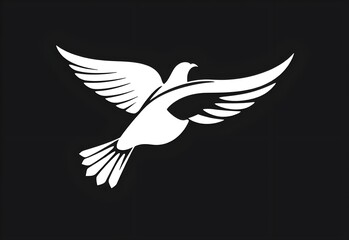 Obraz premium A beautiful vector silhouette of a white dove in flight, symbolizing peace and freedom