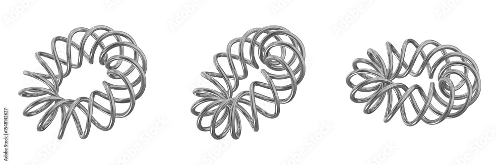 Poster 3d chrome metallic abstract shape objects, 3d rendering steel gradient shape design element, futuris