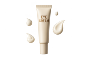 Eye cream tube with cream smears isolated on transparent background, skincare