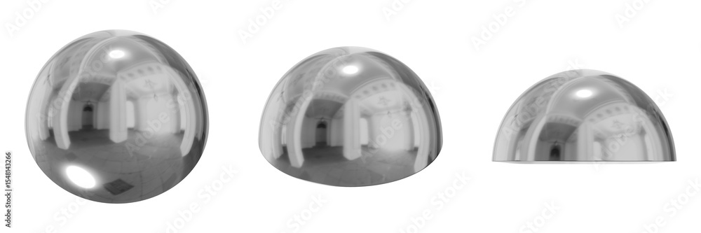 Poster 3D Chrome Metallic Abstract Shape Objects, 3d rendering steel gradient shape design element, futuristic, shiny design