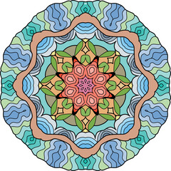 Colorful cute Mandala. Decorative unusual round ornaments.