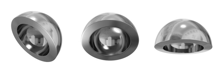 3D Chrome Metallic Abstract Shape Objects, 3d rendering steel gradient shape design element, futuristic, shiny design