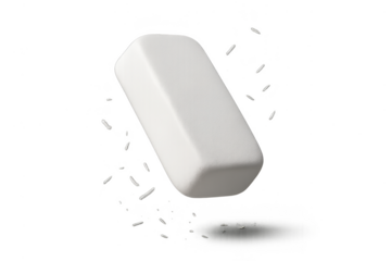 Clean white eraser on transparent background for creative design works, isolated