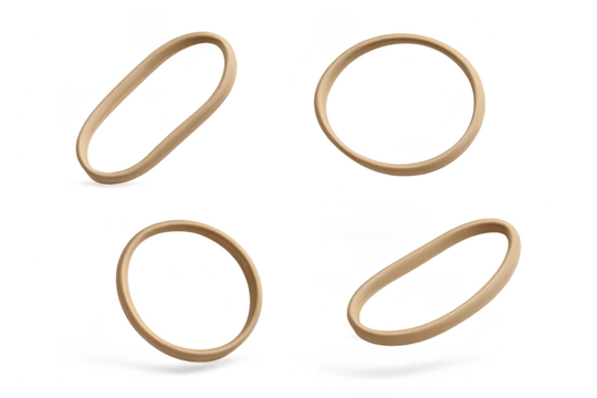 Four wooden gymnastic rings isolated on a transparent background, sport equipment