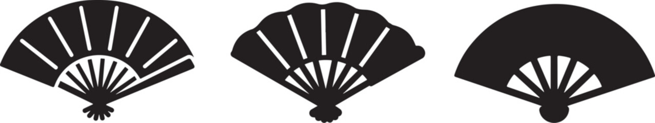 Handheld folding fan icon elegant design for summer