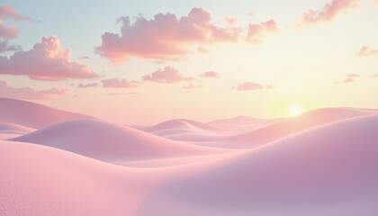 Serene sunrise over silky sand dunes desert landscape nature photography calm environment panoramic view