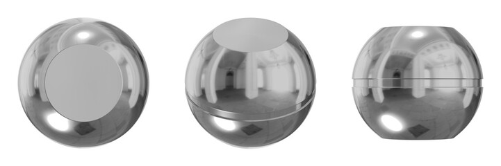 3D Chrome Metallic Abstract Shape Objects, 3d rendering steel gradient shape design element, futuristic, shiny design