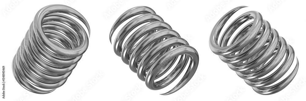 Poster 3d chrome metallic abstract shape objects, 3d rendering steel gradient shape design element, futuris
