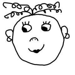 Doodle-style vector illustration of a happy girl's face. Hand-drawn. Naive children's style svg