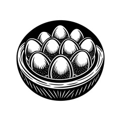 Nest of eggs illustration vector drawing easter eggs bird nest farm fresh eggs organic eggs graphic design