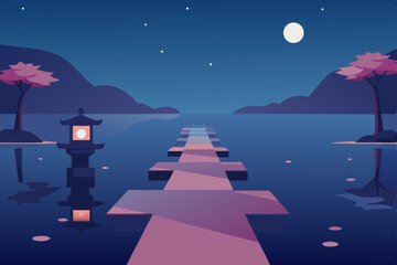 night scene with moon