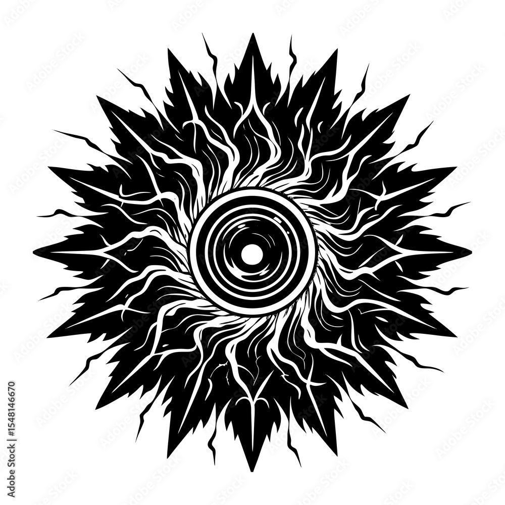 Poster abstract sunburst vector design with floral elements for creative projects and backgrounds use cases