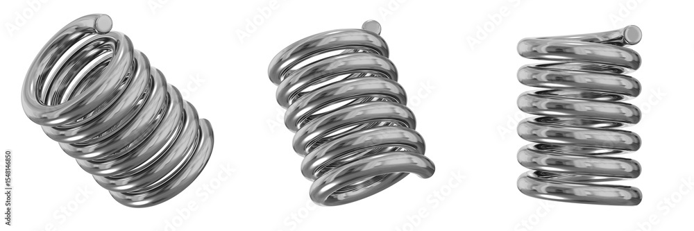 Poster 3d chrome metallic abstract shape objects, 3d rendering steel gradient shape design element, futuris