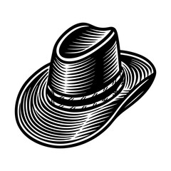 Vintage black and white fedora hat illustration vector graphic design for fashion and style icons