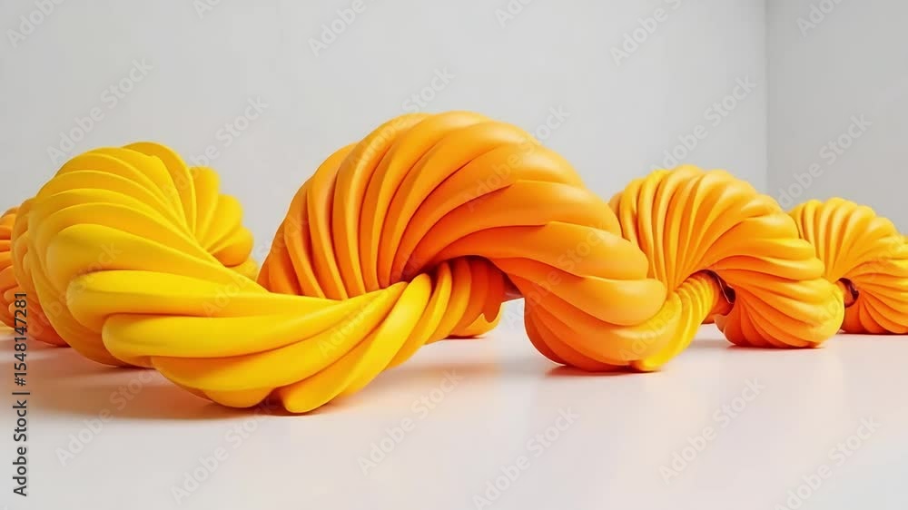 Aufkleber abstract yellow spiral forms flowing dynamically elegant 3d render design