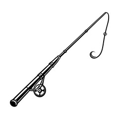 Fishing rod illustration vector design for angling and recreational fishing equipment and sport hobby