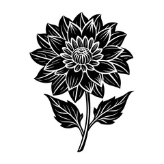 Detailed black and white dahlia flower vector illustration for design projects and decoration use