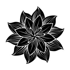 Black and white flower vector illustration, floral design element for graphic design and decoration use