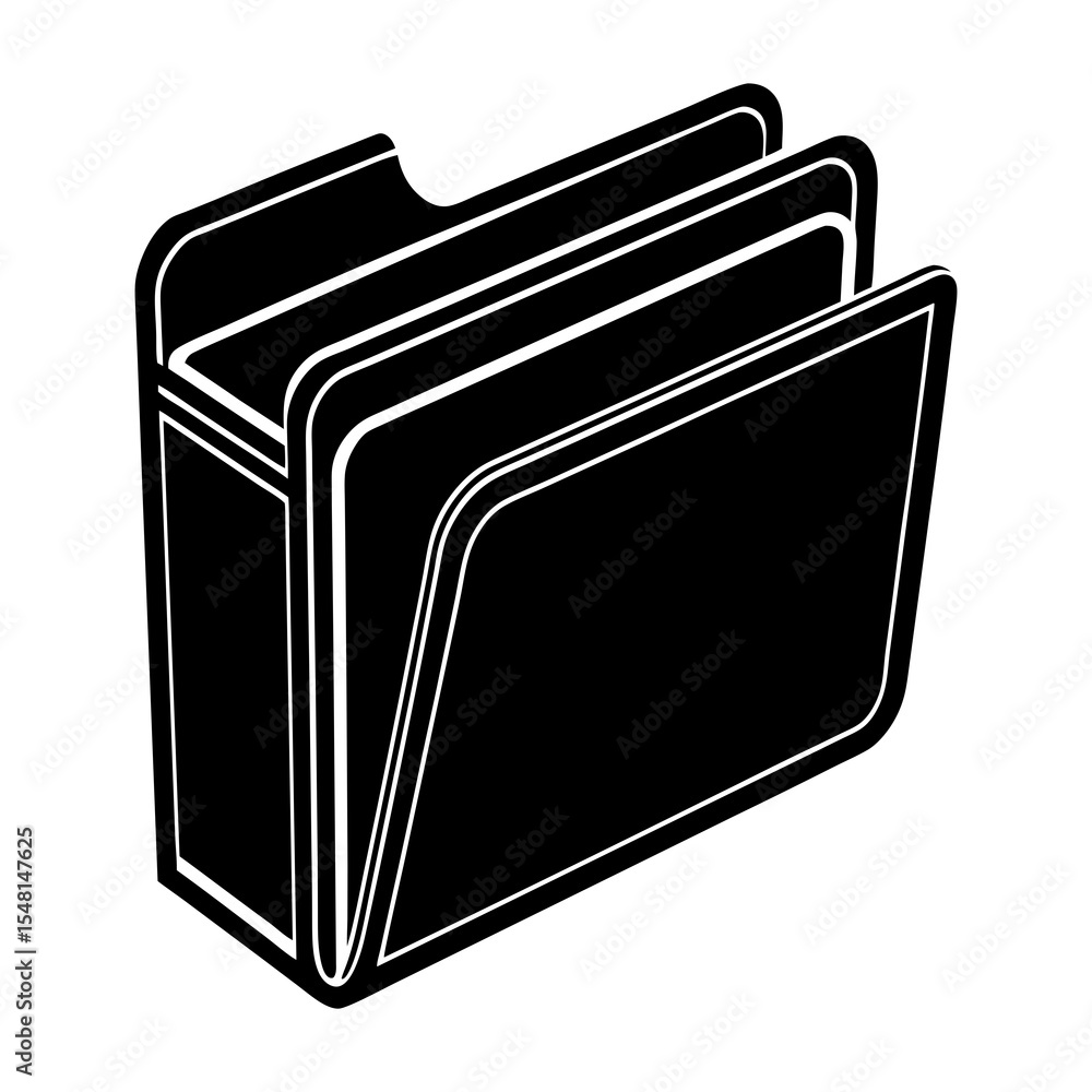 Poster find vector folder icon design for file management and document organization in black and white styl