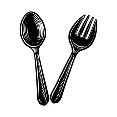 Spoon and fork vector illustration, kitchen utensils, cutlery set, dining equipment, restaurant tools