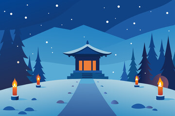winter landscape with house