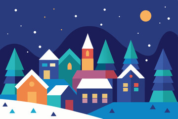 Fototapeta premium winter landscape with houses