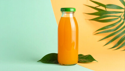 Iced Tea Bottle on Pastel Backdrop Refreshing Drink Minimalist Style Summer Beverage